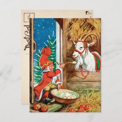 Vintage Victorian Yule Goat Christmas Postcard