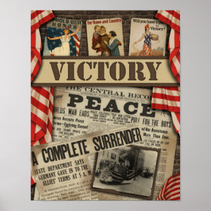 Vintage Victory WWII Collage Poster
