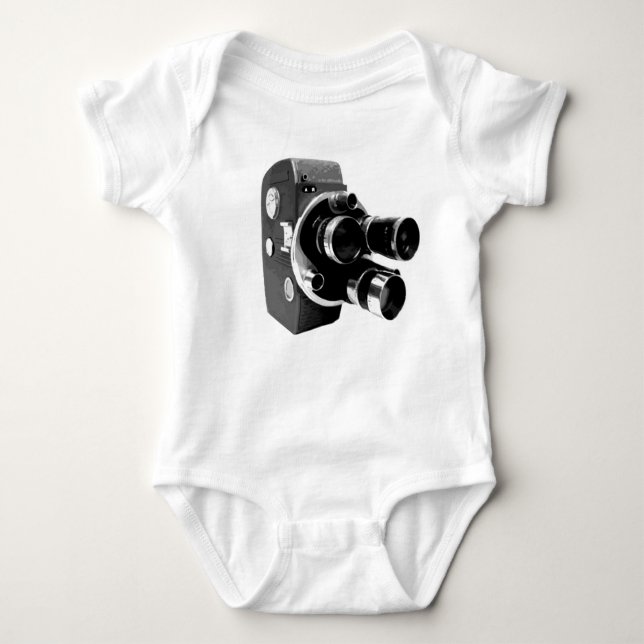 vintage video camera baby bodysuit (Front)