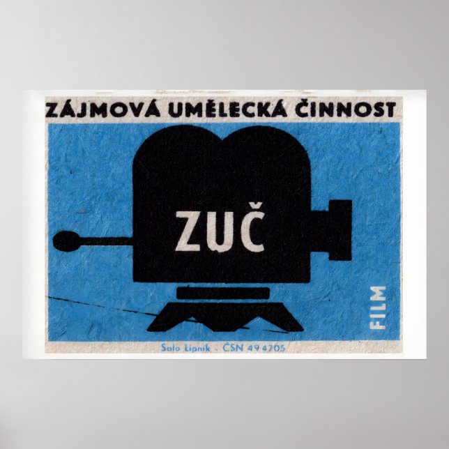 Vintage Video Camera - Matchbox Print - Czech Wall (Front)