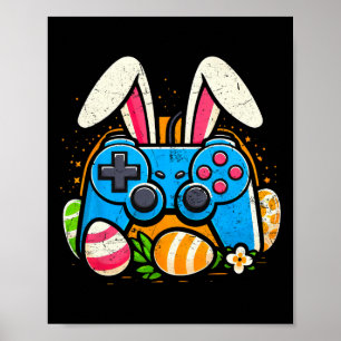 Vintage Video Game Controlle Easter Bunny Gamer Bo Poster