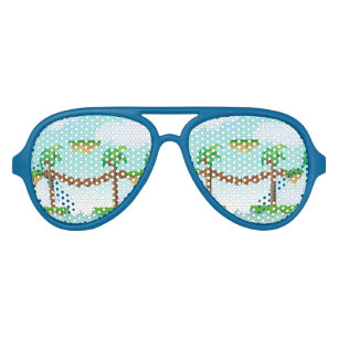 Vintage Video Game Palm Trees. Aviator Sunglasses