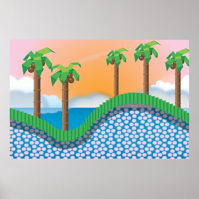 Vintage Video Game Palm Trees. Poster (Front)