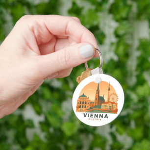 Vintage Vienna Austria Keychain – Retro Travel Art