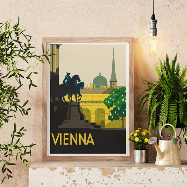 Vintage Vienna White Border Retro Travel Poster (Creator Uploaded)