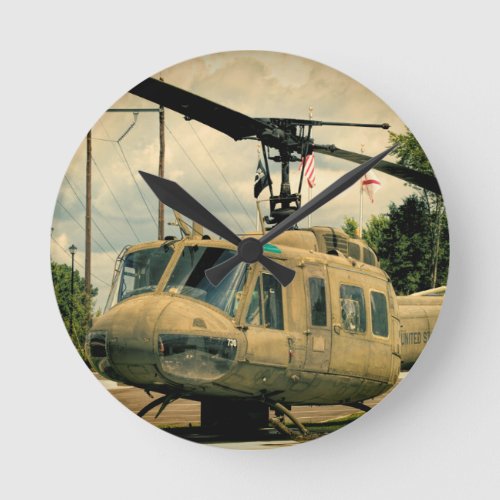 Vintage Vietnam Era Uh_1 Huey Military Helicopter Round Clock