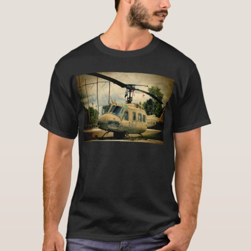 Vintage Vietnam Era Uh_1 Huey Military Helicopter T_Shirt