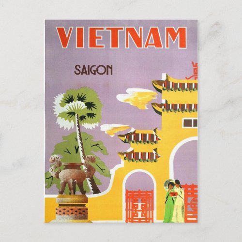 Vintage Vietnam Saigon Travel Postcard