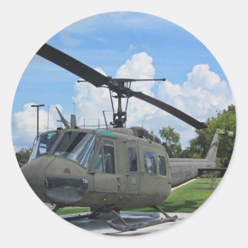 Vintage Vietnam Uh_1 Huey Military Helicopter Classic Round Sticker