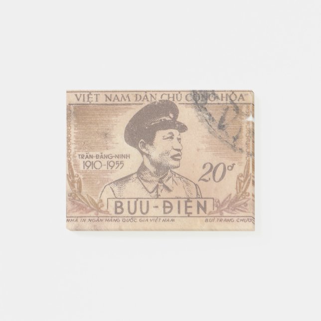 Vintage  vietnamese postage stamp post-it notes (Front)