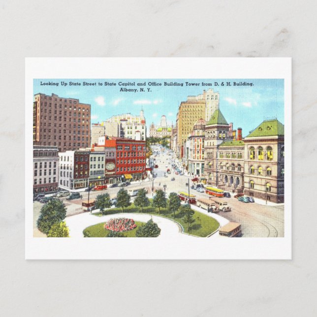 Vintage View of Albany, New York, Postcard (Front)