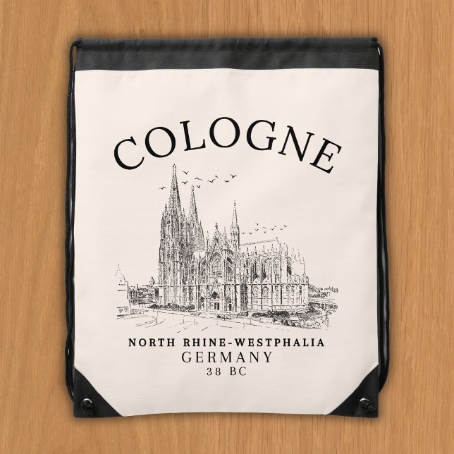 Vintage View of Cologne Cathedral Germany Drawstring Bag (Creator Uploaded)