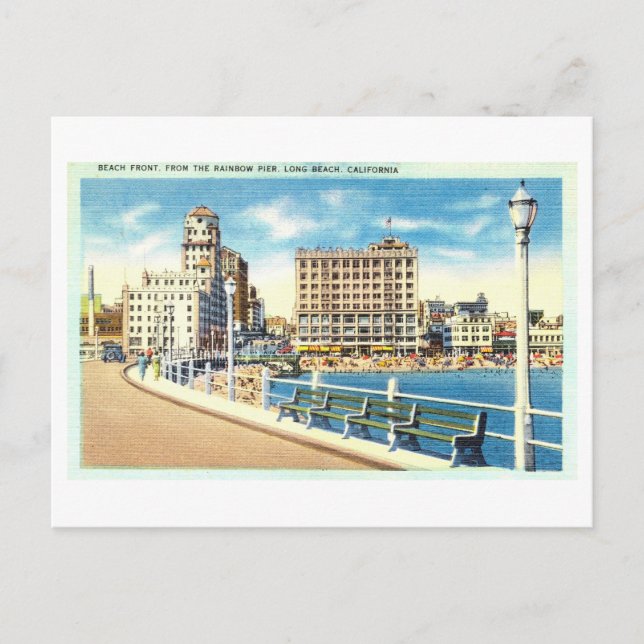 Vintage View of Long Beach, California, Postcard (Front)