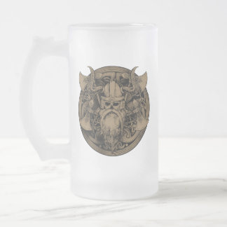 Vintage Viking Frosted Glass Beer Mug