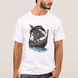 Vintage Viking Longship & Salmon Silhouette   Nord T-Shirt