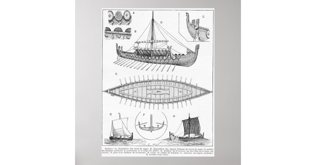 viking ships drawings