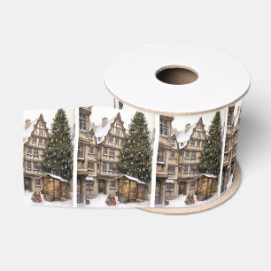 Vintage village Christmas tree gathering  Grosgrain Ribbon