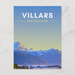 Vintage Villars Switzerland Travel Postcard