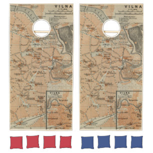 Vintage Vilnius Lithuania Map (1914) Cornhole Set
