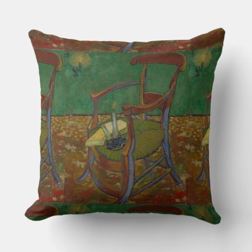 Vintage Vincent van Gogh Gauguins Chair Throw Pillow