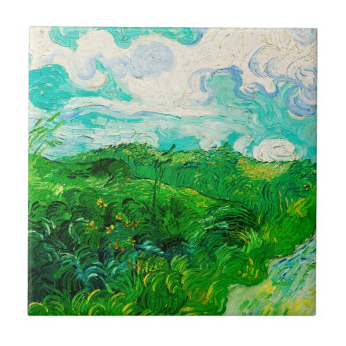 Vintage Vincent Van Gogh Green Wheat Fields Ceramic Tile