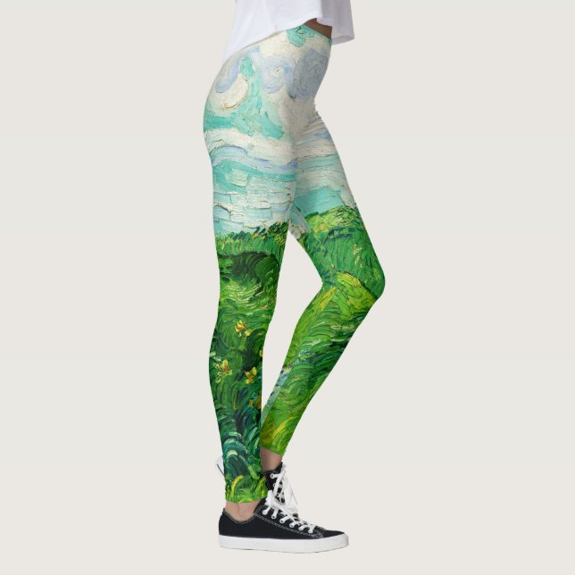Vintage Vincent Van Gogh Green Wheat Fields Leggings (Right)