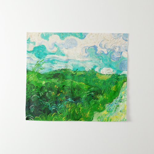 Vintage Vincent Van Gogh Green Wheat Fields Tapestry