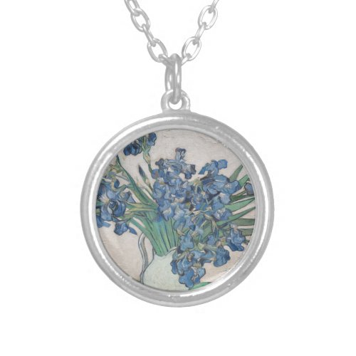 Vintage Vincent Van Gogh Irises Silver Plated Necklace