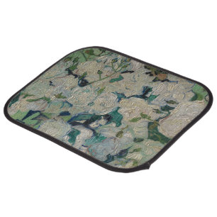 Vintage Vincent Van Gogh Painting White Roses Car Floor Mat