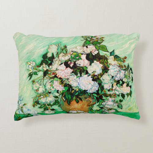 Vintage Vincent Van Gogh Roses 1890 Accent Pillow