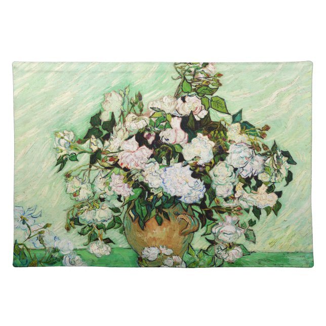 Vintage Vincent Van Gogh Roses (1890) Cloth Placemat (Front)