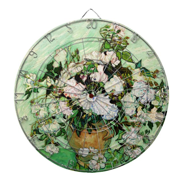 Vintage Vincent Van Gogh Roses (1890) Dart Board (Front)