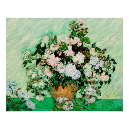 Vintage Vincent Van Gogh Roses 1890 Poster