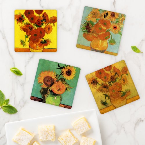 Vintage Vincent van Gogh Sunflower Flowers Art Coaster Set