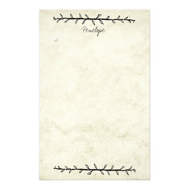 Vintage Vine Border Old Book Paper with Name