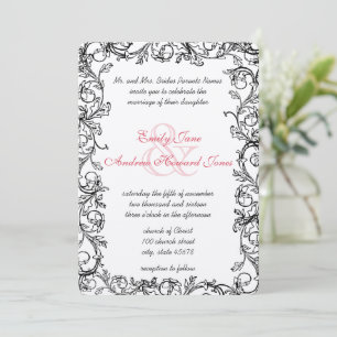 Vintage Vine Deep Honeysuckle Wedding Invitation