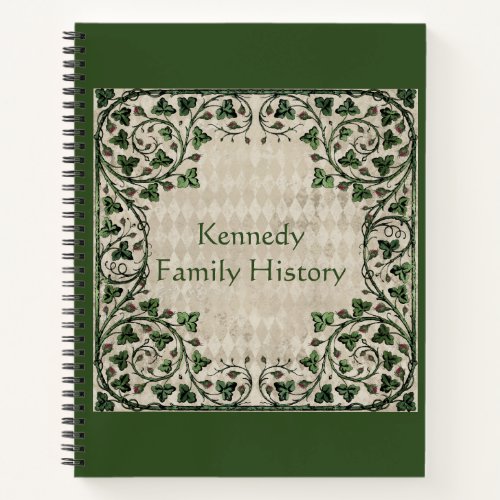 Vintage Vine Frame Green Family History Custom  Notebook