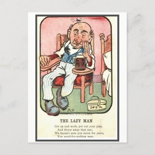 Vintage Vinegar Valentine Lazy Man Holiday Postcard