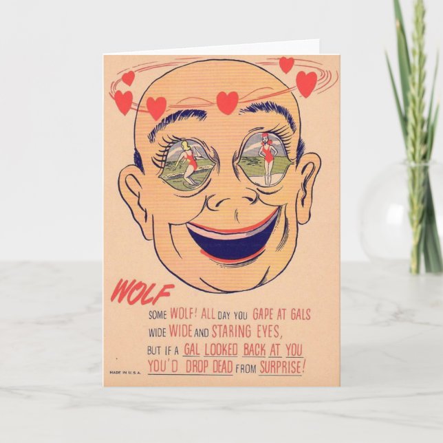 Vintage Vinegar Valentine - Wolf, Holiday Card (Front)
