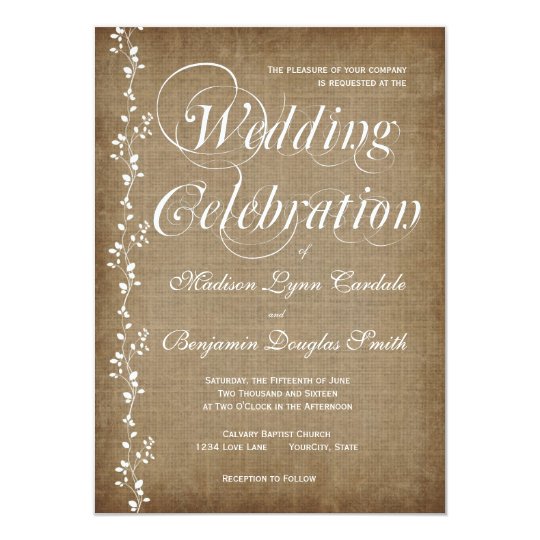 Vintage Vines Rustic Country Wedding Invitations Zazzle Com