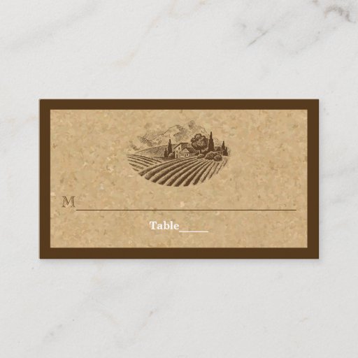 Customizable Vintage vineyard and cork wedding place card business card templates