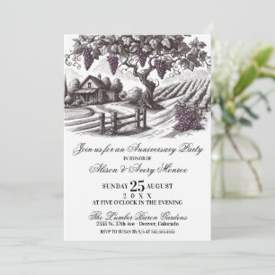 Vintage Vineyard Anniversary Party Invitation