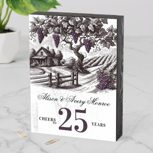 Vintage Vineyard Anniversary Party Wooden Box Sign