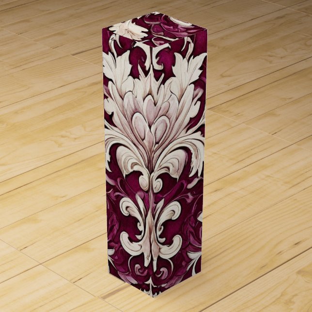 Vintage Vineyard: Burgundy & Cream Wine Gift Box (Front)