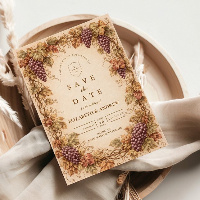 Vintage Vineyard Grapes Wedding Save The Date (Creator Uploaded)