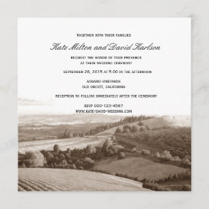 Vintage Vineyard Landscape Winery Wedding Invite