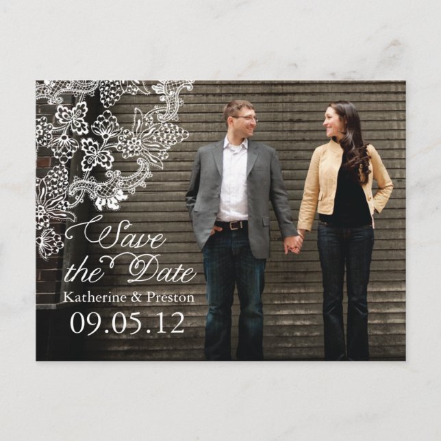 Vintage Vineyard Photo Save the Date Postcard (Front)