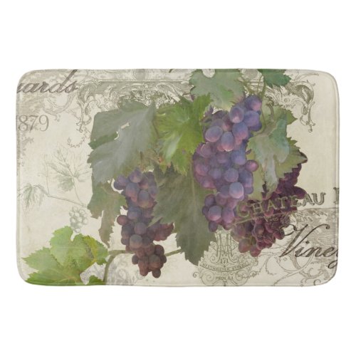 Vintage Vineyard Pinot Noir Wine Grapes Fine Art Bath Mat