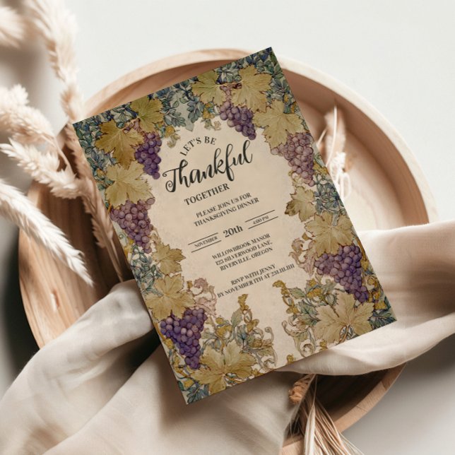 Vintage Vineyard Thanksgiving Celebration Invitation (Creator Uploaded)