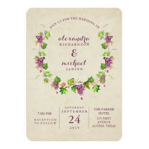 Vineyard Wedding Invitations Zazzle Vintage Vineyard Wine Themed Wedding Invitation